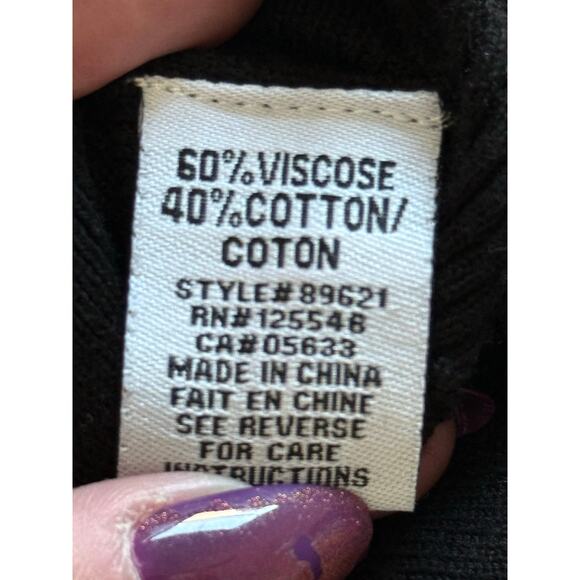 HABITAT Clothes to Live In black viscose cotton wrap front knit sweater top - Picture 2 of 6